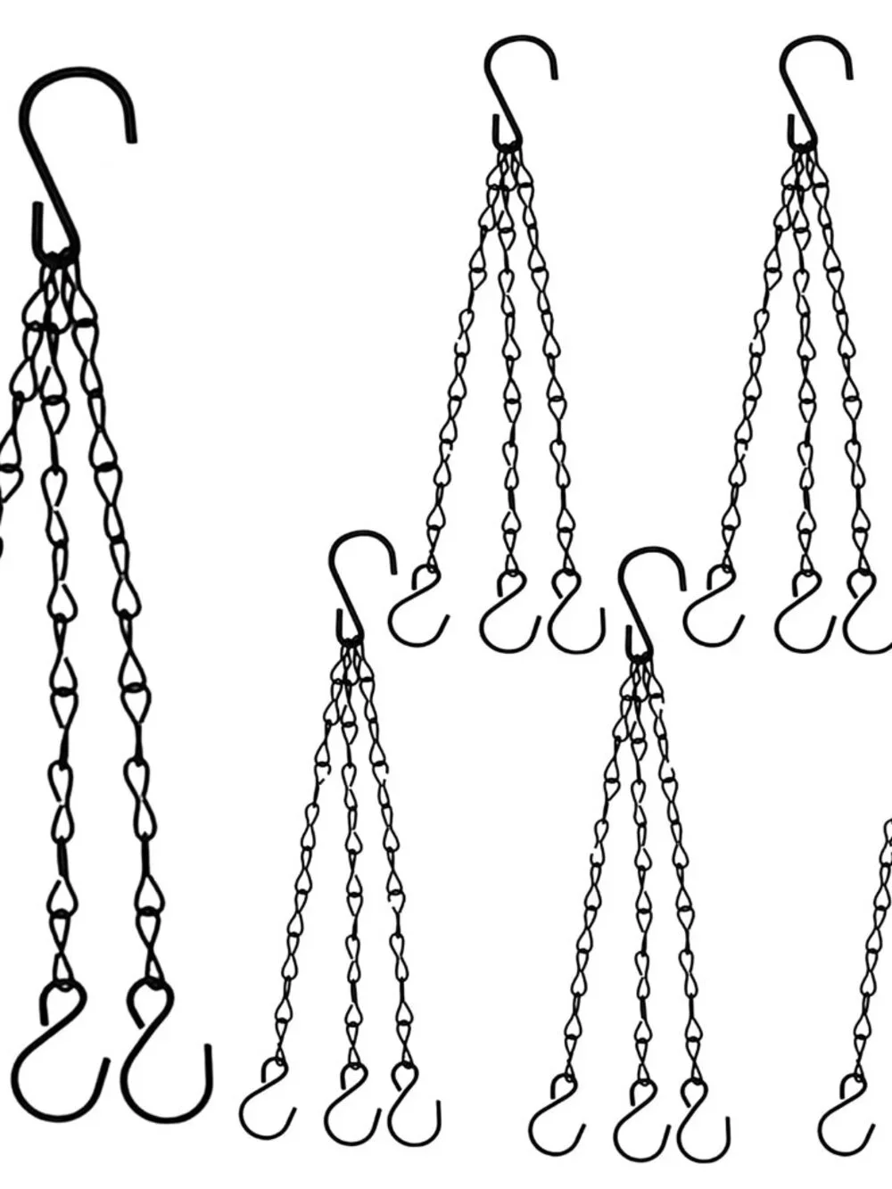6pcs 16 Inch Hanging Basket Chains 3 Point, Black Chain with Hooks for Hanging P